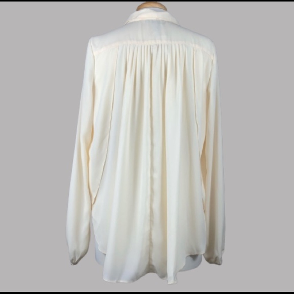 Cream Semi Sheer Button Down Blouse - Picture 5 of 7